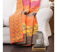 Ulteronixshop-Royal Empire Couverture d'automne réversible en Coton rayé, 127 x 152,4 cm (l x L), Motif bohème coloré Tangerine, Orange, matelassé, pour lit, canapé ou Chaise