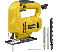 Ulteronixshop-Scie Sauteuse 400W Avec Variateur De Vitesse (0-3000 CPM) + Angle De Coupe Réglable (±45°) + Fonction Verrouillage + 3 Lames Incluses (Bois/Métal/Pvc)¿,Jaune