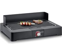Ulteronixshop-SEVERIN Barbecue électrique 2 200 W avec grille en fonte d'aluminium, Barbecue de table avec pare-vent amovible, eBBQ avec bac à eau pour utilisation en intérieur et extérieur, Noir, PG