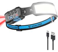 Ulteronixshop-Smiling Shark Frontale Rechargeable, Led Lamp Frontale 7*Lumières Blanches Super Brillantes Avec Lumière Rouge De L'arrière Headlamp Pour Camping Cyclisme Réparation, Led-Lamp-Fontale-U