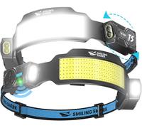 Ulteronixshop-Smiling Shark Lampe Frontale, 2 Pièces Lampes Frontales Led Rechargeable Ultra Puissante Avec 6 Faisceau Large & Spot Réglable Détecteur De Mouvement 2400 Mah 6 Modes Pour Randonnée Pêc