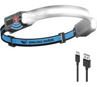 Ulteronixshop-Smiling Shark Lampe Frontale, Headlamp Rechargeable 2400mah Ultra-Lumineuse Lumière Blanche & 2 Lumière Spot Rotatable À 270°, Head Lamp Avec Capteur De Motion Pour Randonnée Camping Ré