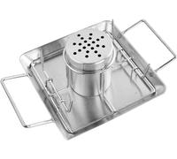 Ulteronixshop-Support à rôtir pour canette de bière, Support Poulet Barbecue en 430 Acier Inoxydable Support de Poulet pour canette de bière, Vertical Chicken Gril, Inclus 4 Piques à légumes pour Gri