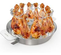 Ulteronixshop-Support Poulet, Acier Inoxydable Porte Pilon de Poulet avec Ø30 cm Bac Récupérateur, Accessoire de Barbecue pour Weber Gourmet BBQ System 7421, pièces de Rechange pour Weber 57cm Barbec