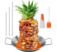 Ulteronixshop-Support vertical pour brochettes à kebab, en acier inoxydable, avec 3 pointes de tailles différentes et brosse pour bouteille d'huile, pour steak, poulet, poisson, dinde, kebab, cuisine