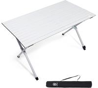 Ulteronixshop-Table De Camping Pliante 120x70cm, Plateau De Table En Aluminium, Capacité De Charge 80kg, Pour 4-6 Personnes, Avec Sac De Transport Pour Camping Jardin Balcon, Blanc