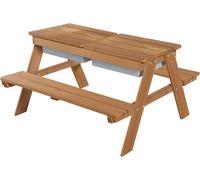 Ulteronixshop-Table Pique-nique pour Enfants Play en Bois Massif avec 2 Bacs à Sable et Eau Intégrés - Résistante aux Intempéries - Marron