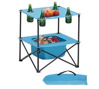 Ulteronixshop-Table Pliante De 56x56 Cm, Table De Camping Pique-Nique Portable Légère Et Compacte, En Tissu Oxford 600d, Imperméable, Avec 4 Porte-Gobelets Et 1 Sac De Transport, Pour Voyage, Soirée,