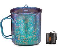 Ulteronixshop-Tasse De Camping, Thé, Café - Ultra Légère Et Portable - 450 Ml - Poignée Pliable En Titane - Avec Couvercle - Pour L'extérieur, La Randonnée, Le Pique-Nique, Le Feu Ouvert (Bleu Vif)
