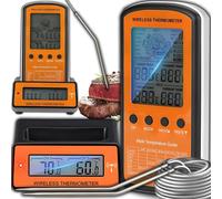 Ulteronixshop-Thermometre Cuisine, Thermomètre Viande, Écran Lcd Rétroéclairé, -50 À 300°C, Télécommande 2xAAA, Émetteur 2xAAA, Précision Jusqu'à 0,5°C, Arrêt Automatique Après 10 Minutes, Pour Viand