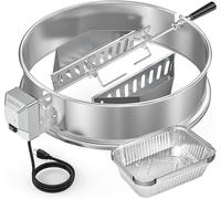 Ulteronixshop-Tourne Broche Barbecue en Acier Inoxydable, Rôtissoires Kit pour Weber Barbecue à Charbon Kettle 57 cm, avec Paniers à Charbon et 10pcs Plat Aluminium Jetable