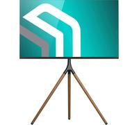 Ulteronixshop-Trepied TV Bois Intérieur pour 32-65 Pouces, Pied TV Universel Poids de 35 kg, Support TV sur Pied Hauteur Réglable VESA 100x100-400x400, Support TV Pivotant 360°, Chevalet TV Noir TS12