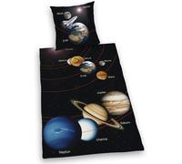 Ulteronixshop-Young Collection Parure De Lit, Réversible, Système Solaire, Housse De Couette 140 X 200 Cm, Taie D'oreiller 70 X 90 Cm, Coton/Renforcé