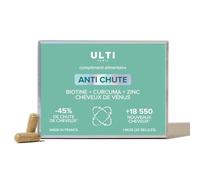 ULTI Paris - Gélules Anti-chute Cheveux, Complexe Naturel avec du curcuma, biotine, Saw Palmetto, Curcuma et cheveux de vénus/Fabriqué en France