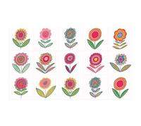 Ulticool Autocollants étanches pour carrelage - Fleurs rétro vintage - 15 x 15 cm - Lot de 15 autocollants en film - Adhésif pour mur de salle de bain - Mur de cuisine - Carreaux adhésifs