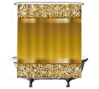 Ulticool Rideau de Douche - Doré pailleté Glamour Luxury Party - 180 x 200 cm - Anti Moisissure - Lavable - Imperméable - avec 12 Anneaux