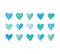 Ulticool - Sticker étanches autocollants pour carrelage - Cœur Vert-mer Amour Bleu - 15x15 cm - Lot de 15 autocollants autoadhésifs pour carrelage en film - pour mur salle de bain - Mur de cuisine