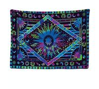 Ulticool - Tapisserie Murale Décorative Chambre - Ethnique Violet Bleu Univers Soleil Lune - 200 x 150 cm Grand - Papier Peint Tissu - Tapestry Aesthetic Wall - Décoration Panoramique