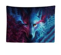 Ulticool - Tapisserie Murale Décorative Chambre - Loup Yeux Couleur Nature Animaux - 200 x 150 cm Grand - Papier Peint Tissu - Tapestry Aesthetic Wall - Décoration Panoramique
