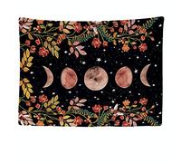 Ulticool - Tapisserie Murale Décorative Chambre - Lune Tarot Horoscope Nature Zodiaque Fleurs - 200 x 150 cm Grand - Papier Peint Tissu - Tapestry Aesthetic Wall - Décoration Panoramique