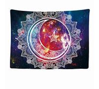 Ulticool - Tapisserie Murale Décorative Chambre - Mandala Blanc Soleil Lune - 200 x 150 cm Grand - Papier Peint Tissu - Tapestry Aesthetic Wall - Décoration Panoramique
