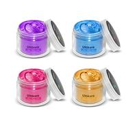 Ultikare Cire de coloration temporaire pour cheveux - Effet instantané - Lavable - Argile coiffante naturelle pour homme et femme - pour fête - (4 couleurs/lot : violet, bleu, rose, doré)