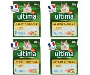 Ultima Croquettes Chat Appétit Difficile à la Truite, 400 g, Lot de 4