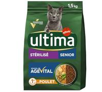 Ultima - Croquettes pour Chat stérilisé, Formule hautement protéinée et savoureuse, 1,5 kg - Lot de 3