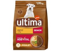 Ultima - Croquettes pour Chien Sénior Petit <10kg | Digestion Facile au Poulet | Nourriture Savoureuse et Onctueuse | Le Sac de 1.35kg | Lot DE 3
