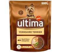 Ultima - Croquettes Saveur Poulet pour Yorkshire Adulte, Nutrition Adaptée et Équilibrée (Sac 800g) - Lot de 3 - Vendu par Lot