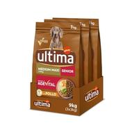 Ultima Medium-Maxi Senior Poulet, Nourriture sèche pour Chiens, Lot de 3 x 3 kg, Total 9 kg