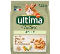 Ultima Nature - Croquettes Poulet Saveur Naturelle, Nutrition Équilibrée pour Chat Adulte (1,25kg) - Le Lot De 3