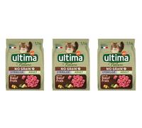 Ultima Nature No Grain Stérilisé Adult, Croquettes pour Chat, avec Bœuf Frais, 1,1 kg, Lot de 3