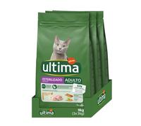 Ultima Stérilisé Adult Poulet, Nourriture sèche pour Chats, Pack de 3 x 3 kg, Total 9 kg