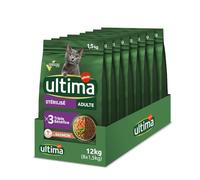 Ultima Stérilisé Adulte - Croquettes pour Chats - Saumon - 8 x 1,5kg