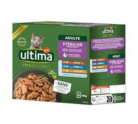 Ultima Wet Fit & Delicious - Aliments Humides pour Chats Stérilisés Multipack Poulet-Boeuf-Thonne-Poisson de l'Océan 85g *8