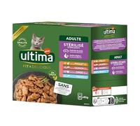 Ultima Wet Fit & Delicious - Nourriture Humide pour Chats stérilisés Multipack Poulet Taquin-Salmone-Truite 85g *8
