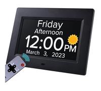 UltimaJ Horloge numérique avec date et calendrier avec icônes soleil/lune, affichage numérique clair, 7 modes d'affichage, heure d'été automatique, horloges d'alimentation filaire.
