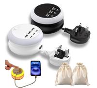 Ultimate 7-in-1 Retractable USB Charging Station with 8-Color Mood Lighting, Travel Essential Multi USB C Power Strip Plug, 6-USB Plug, Portable Charger Station for More Appliances (w+b)