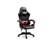 Amstrad Ultimate-BK-Ruby Fauteuil/Chaise de Bureau Gamer Coloris Noir & Rouge - Coussin Lombaire & appuie tête