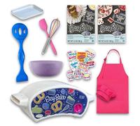 Ultimate Easy Lot de 19 ustensiles de cuisson pour enfants : four, 2 mélanges de recharge, tablier, chapeau, bol, spatule, fouet, 9 autocollants, plaque de cuisson et outil