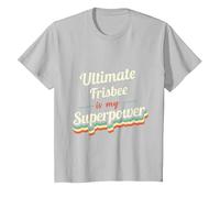 Ultimate Frisbee est Mon Super Pouvoir Ultimate Frisbee Vintage T-Shirt, Enfant, Argent, 12 Ans
