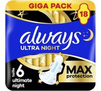 Ultimate Night Lot De 18 Serviettes Hygiéniques Ultra Absorbantes Avec Ailettes Taille 6