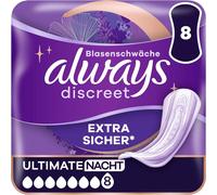 Ultimate Night Lot De 8 Serviettes Hygiéniques Pour Incontinence Pour Femme Extra Sûr Et Discret