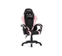 Amstrad Ultimate-Pink Fauteuil/Chaise de Bureau Gamer Coloris Noir & Rose - Coussin Lombaire & appuie tête
