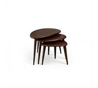 Ultimate Premium Products Lot de 3 tables gigognes en chêne massif avec pieds fuselés - Meubles de maison en bois de style rétro - Chêne