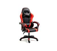Amstrad Ultimate-Red Fauteuil/Chaise de Bureau Gamer Coloris Rouge & Noire - Coussin Lombaire & appuie tête