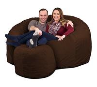 ULTIMATE SACK Pouf poire 6000 avec repose-pieds : meubles géants remplis de mousse - Housses lavables en machine, coutures doubles, doublure intérieure durable et 100 % mousse vierge. Repose-pieds