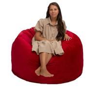 ULTIMATE SACK Pouf poire en plusieurs tailles et couleurs : meubles géants remplis de mousse - Housses lavables en machine, coutures doubles, doublure intérieure durable (4000, daim rouge)