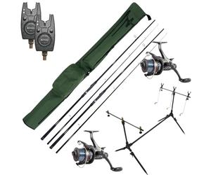 Ultimate Session Carp Set avec, Cannes, Moulinets, Détecteurs, Rod Pod Et Fourreau - Ensemble Carpe